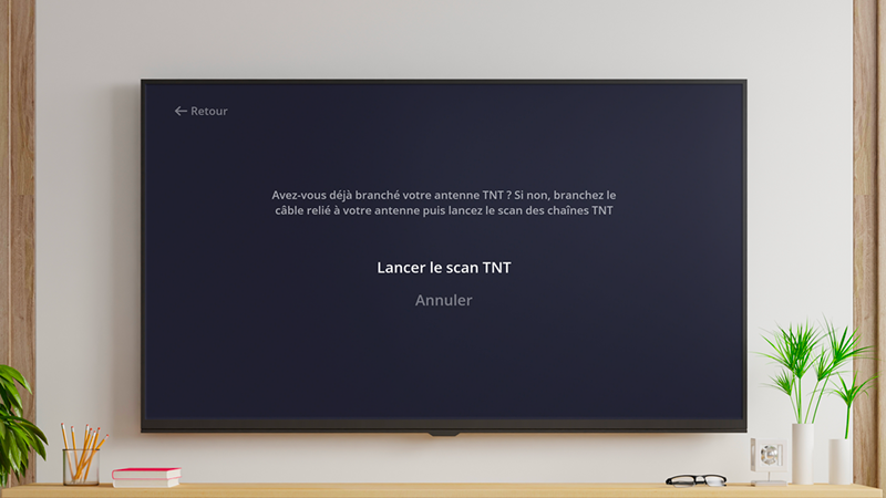 Accéder à la TNT depuis ma Freebox - Menu Lancer le scan TNT.